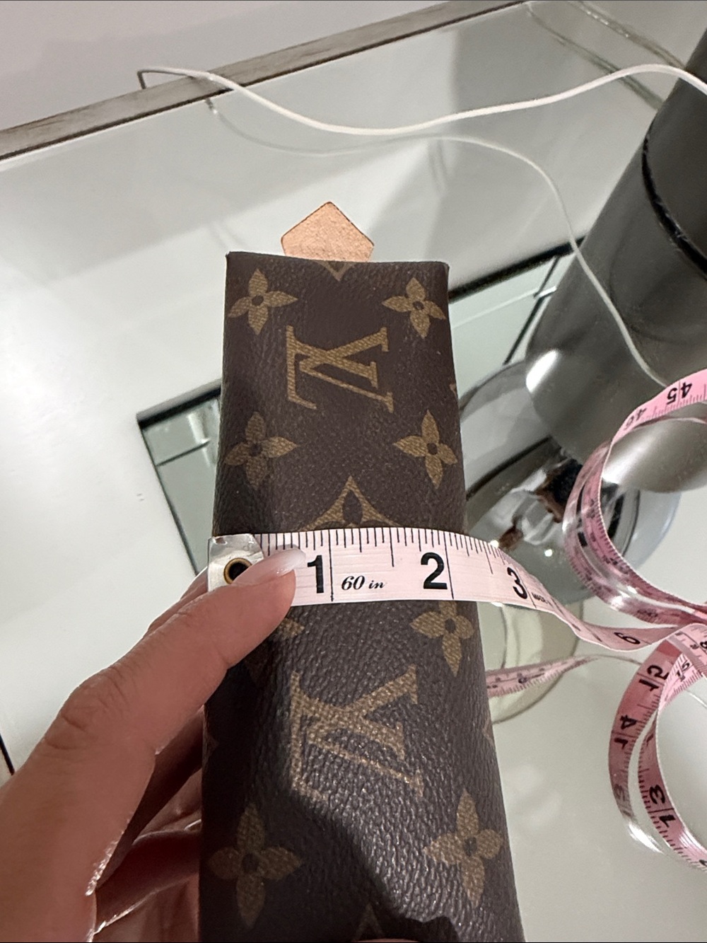 Monogram Canvas Cosmetic Pouch in Brown and Gold - Picture 10 of 10